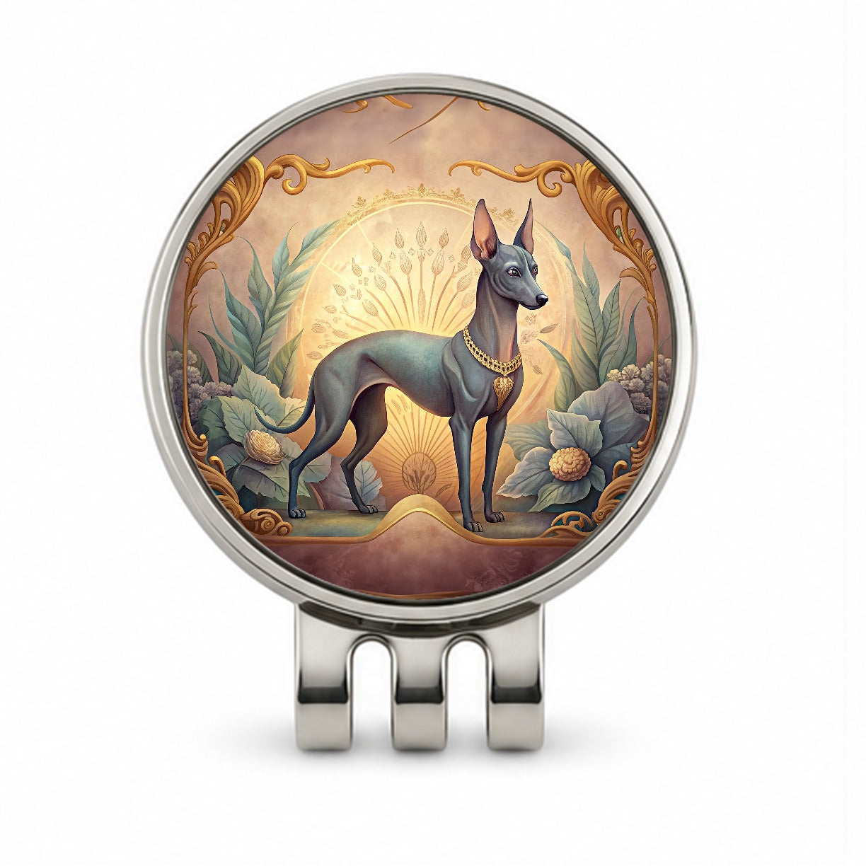 Xoloitzcuintli Xolo Mexican Hairless Dog Art Nouveau Golf Hat Clip with Ball Marker