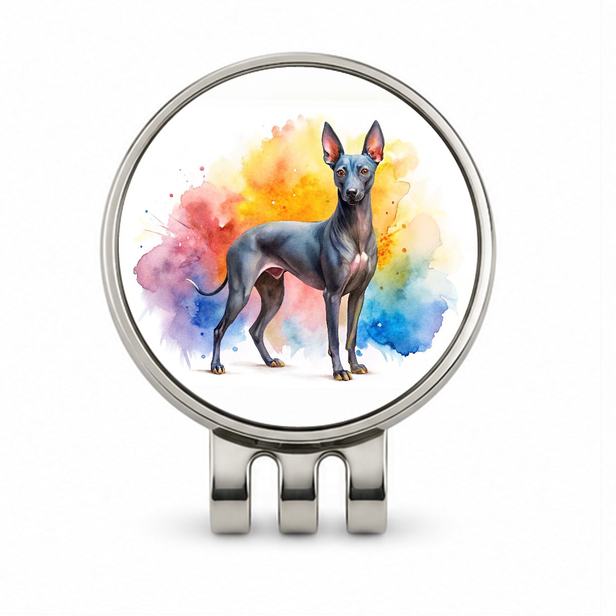 Xoloitzcuintli Xolo Mexican Hairless Dog Watercolor Style Golf Hat Clip with Ball Marker