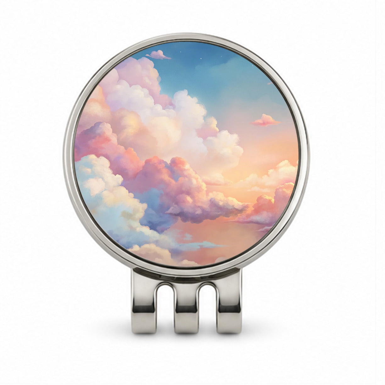 Cloudy Sky Pastel Colors Golf Hat Clip with Ball Marker