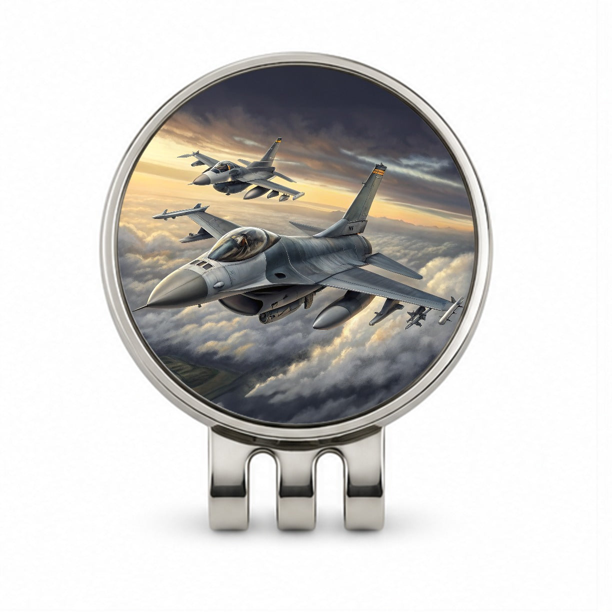 F-16 Fighting Falcon Viper Planes Flying In Formation Golf Hat Clip with Ball Marker
