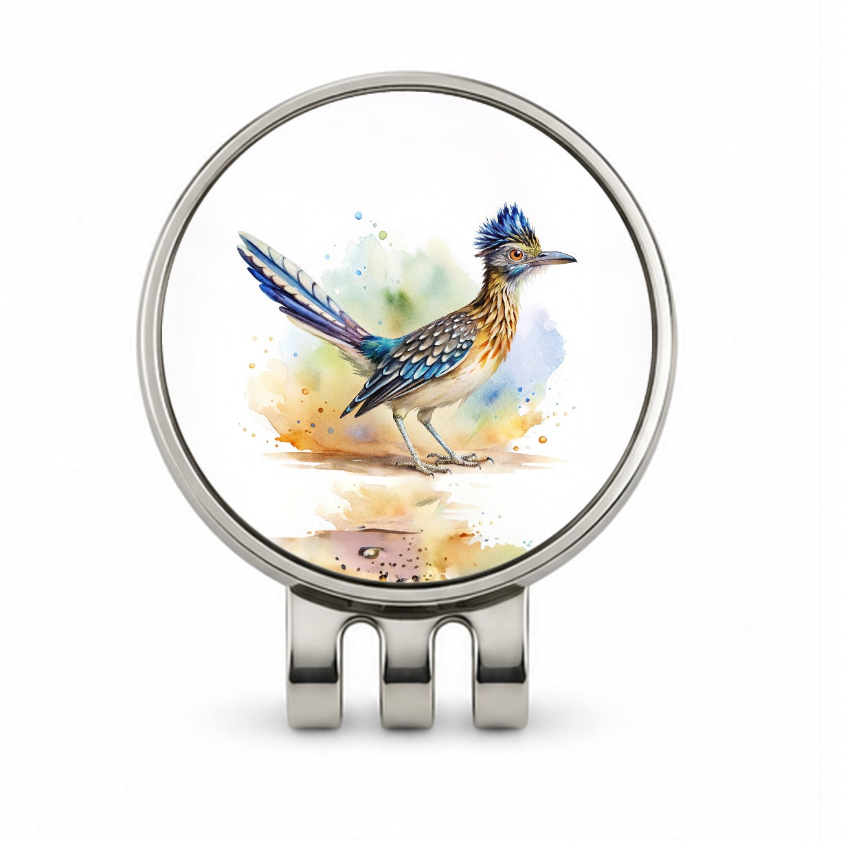 Greater Roadrunner New Mexico State Bird Watercolor Golf Hat Clip with Ball Marker
