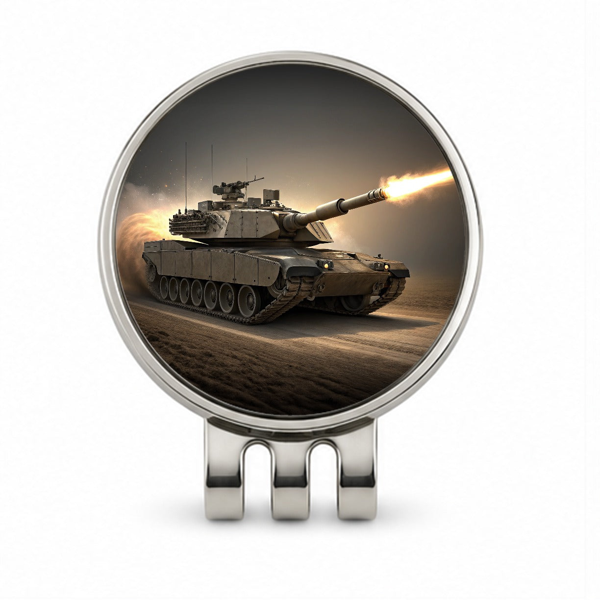 M1 Abrams Tank Firing Main Weapon Golf Hat Clip with Ball Marker