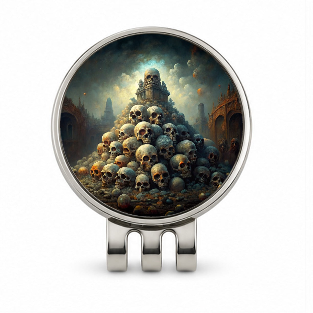 Pile Of Skulls Death Gothic Golf Hat Clip with Ball Marker
