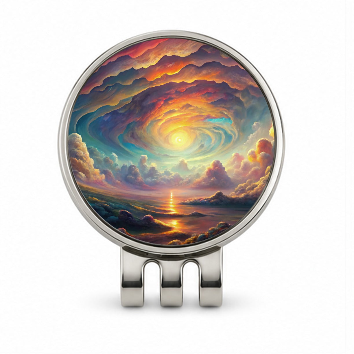 Psychedelic Cloudy Sky Pastel Colors Golf Hat Clip with Ball Marker