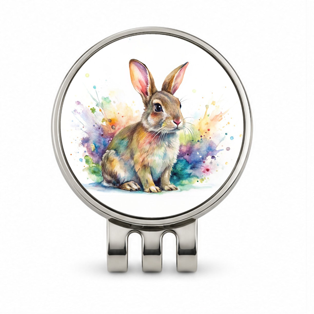 Rabbit Bunny Watercolor Golf Hat Clip with Ball Marker
