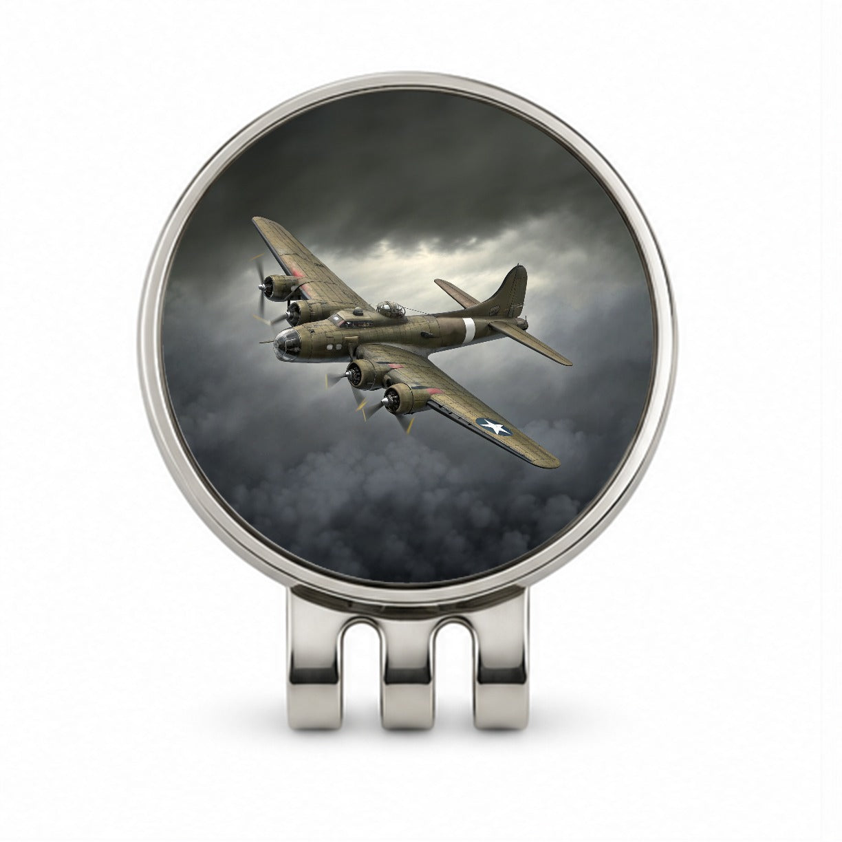 WWII B-17 Flying Fortress Heavy Bomber US Air Force Golf Hat Clip with Ball Marker
