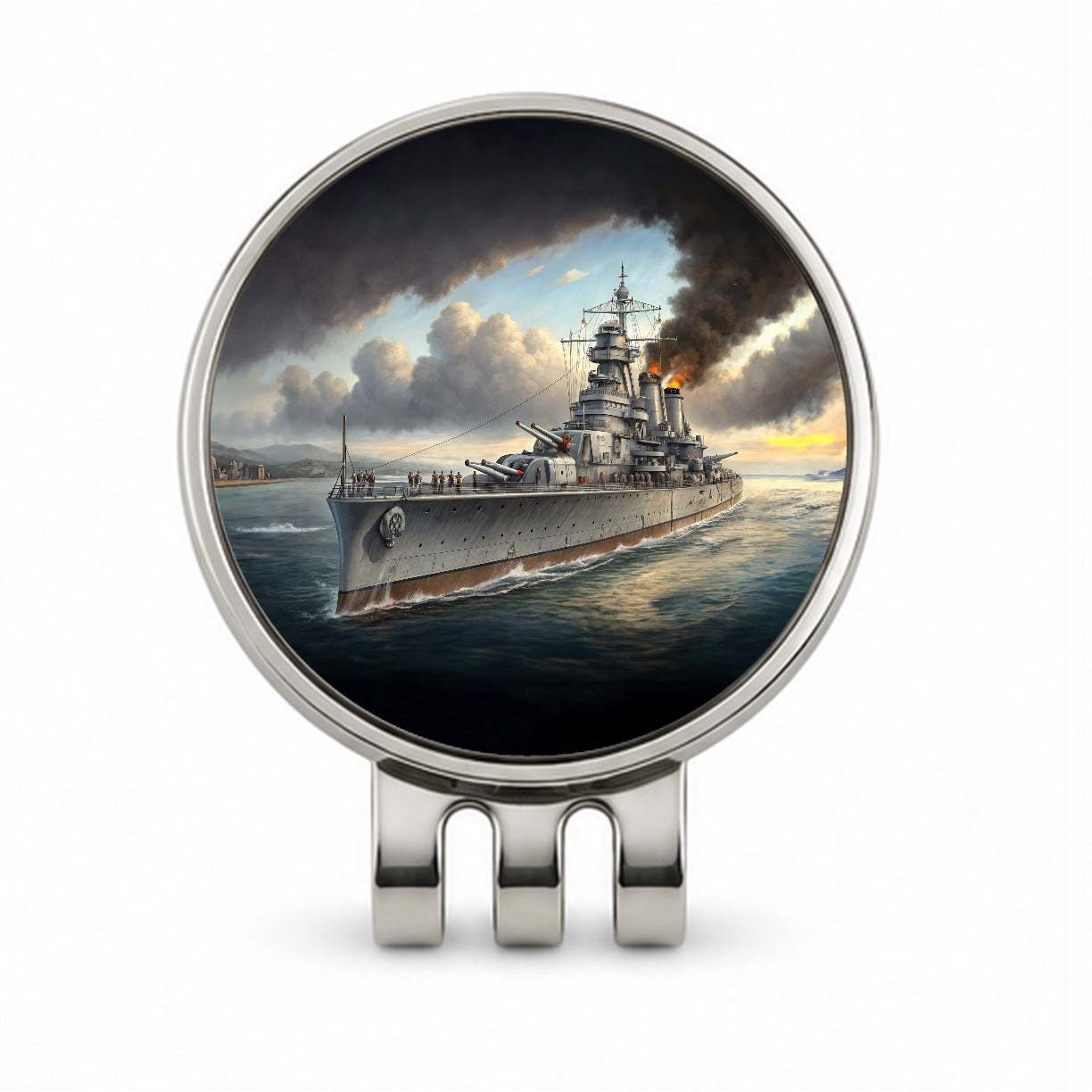 WWII Heavy Cruiser Golf Hat Clip with Ball Marker