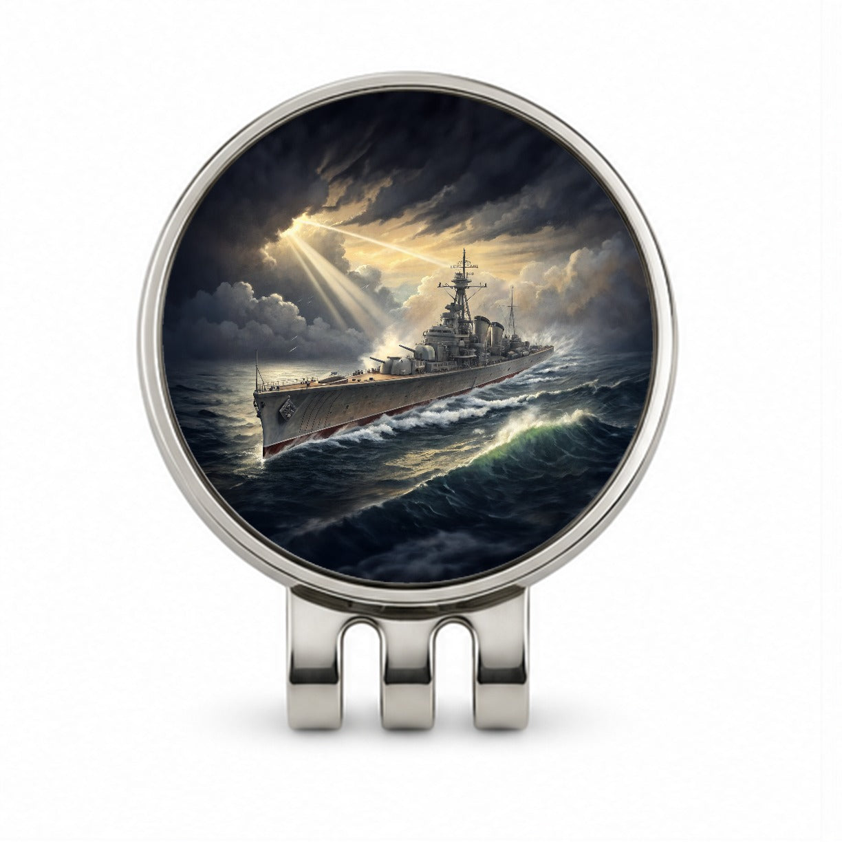 WWII Navy Destroyer After Storm Golf Hat Clip with Ball Marker