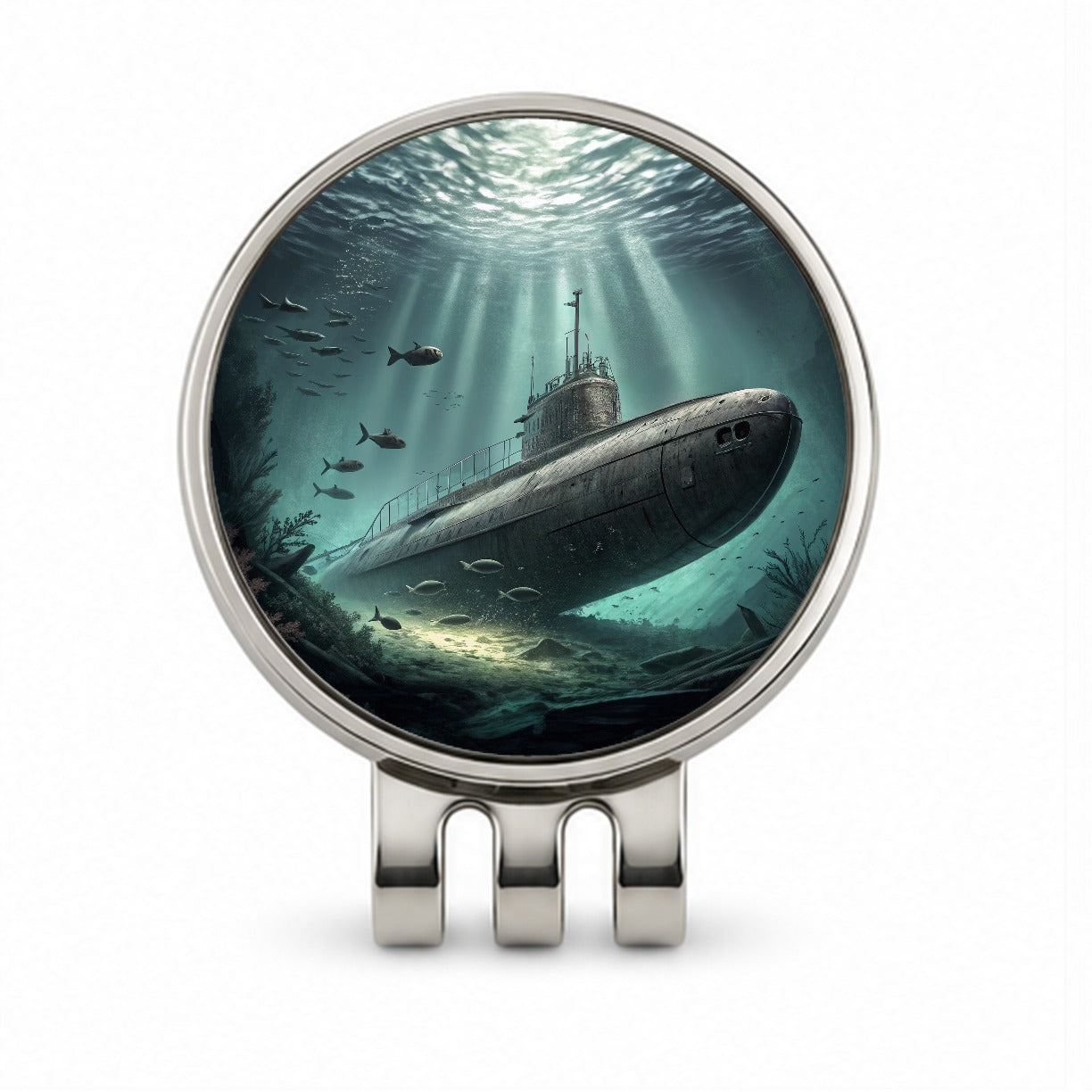 WWII Submarine Submerged Underwater Golf Hat Clip with Ball Marker