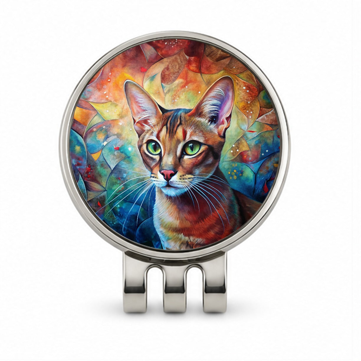 Abyssinian Cat Abstract Art Golf Hat Clip with Ball Marker
