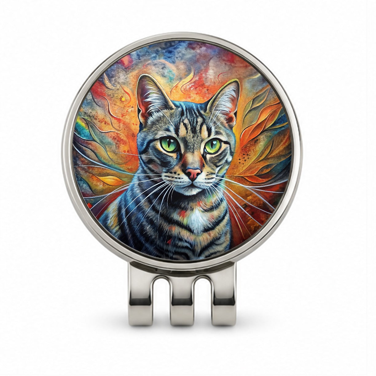 American Shorthair Cat Abstract Art Golf Hat Clip with Ball Marker