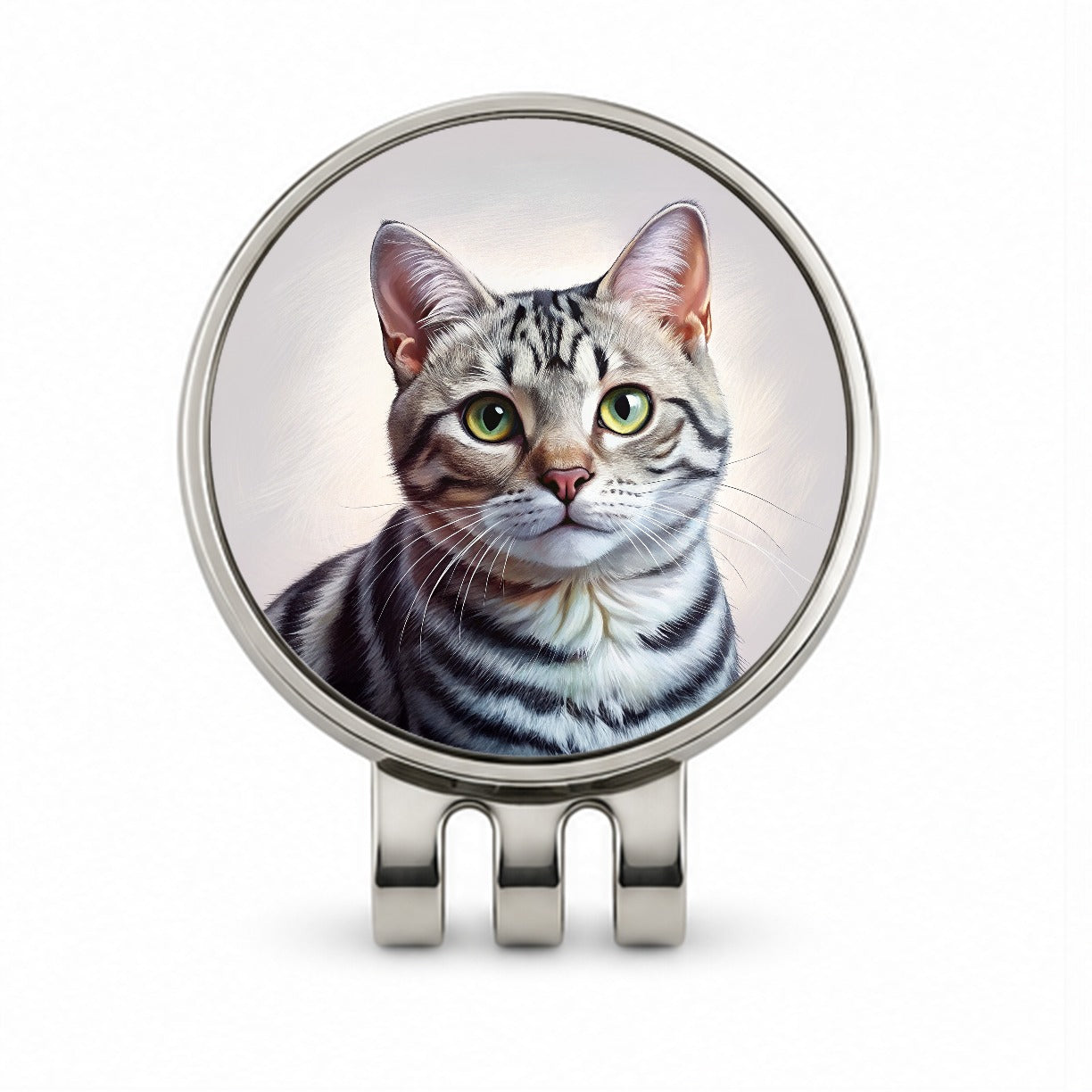 American Shorthair Cat Illustration Golf Hat Clip with Ball Marker