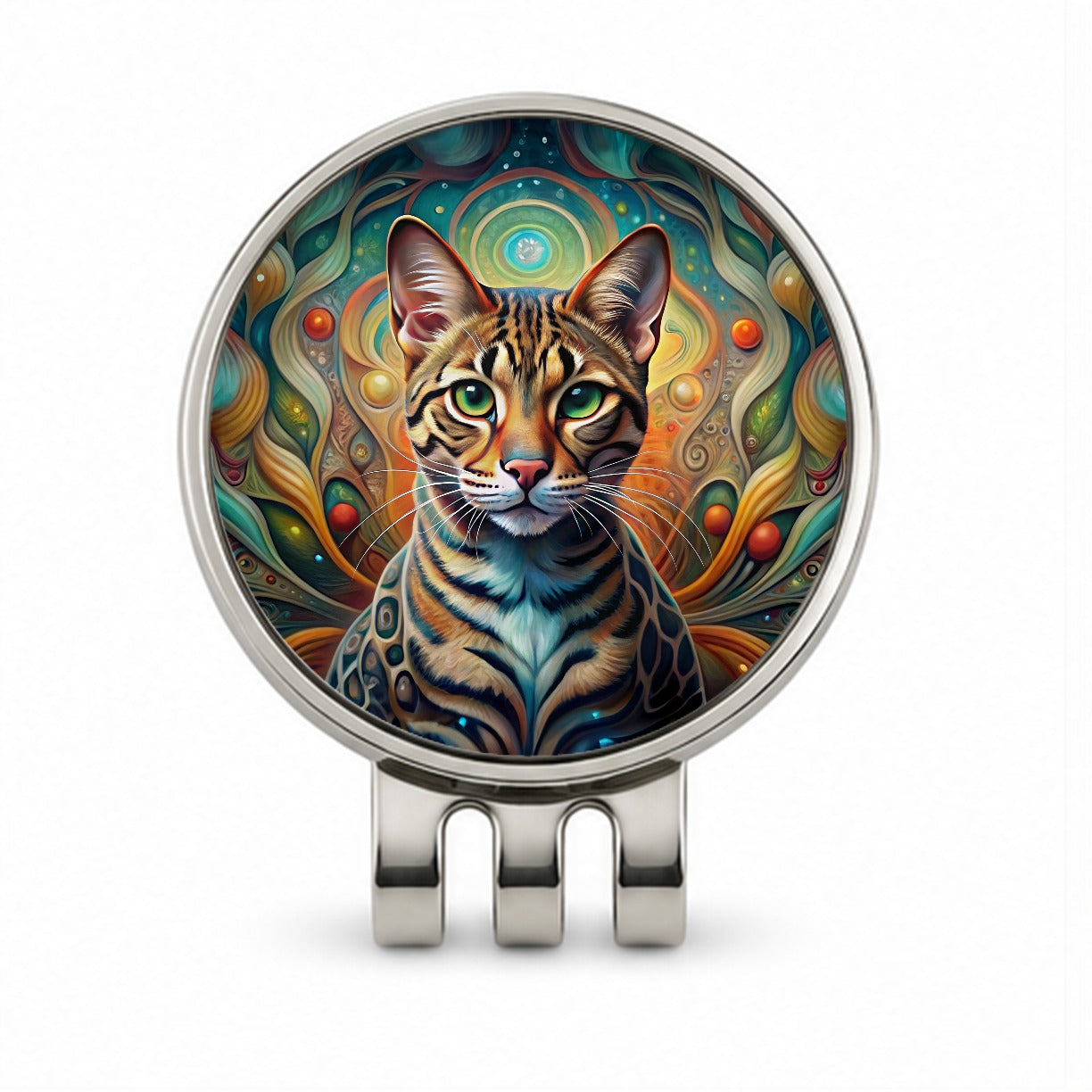 Bengal Cat Abstract Art Golf Hat Clip with Ball Marker
