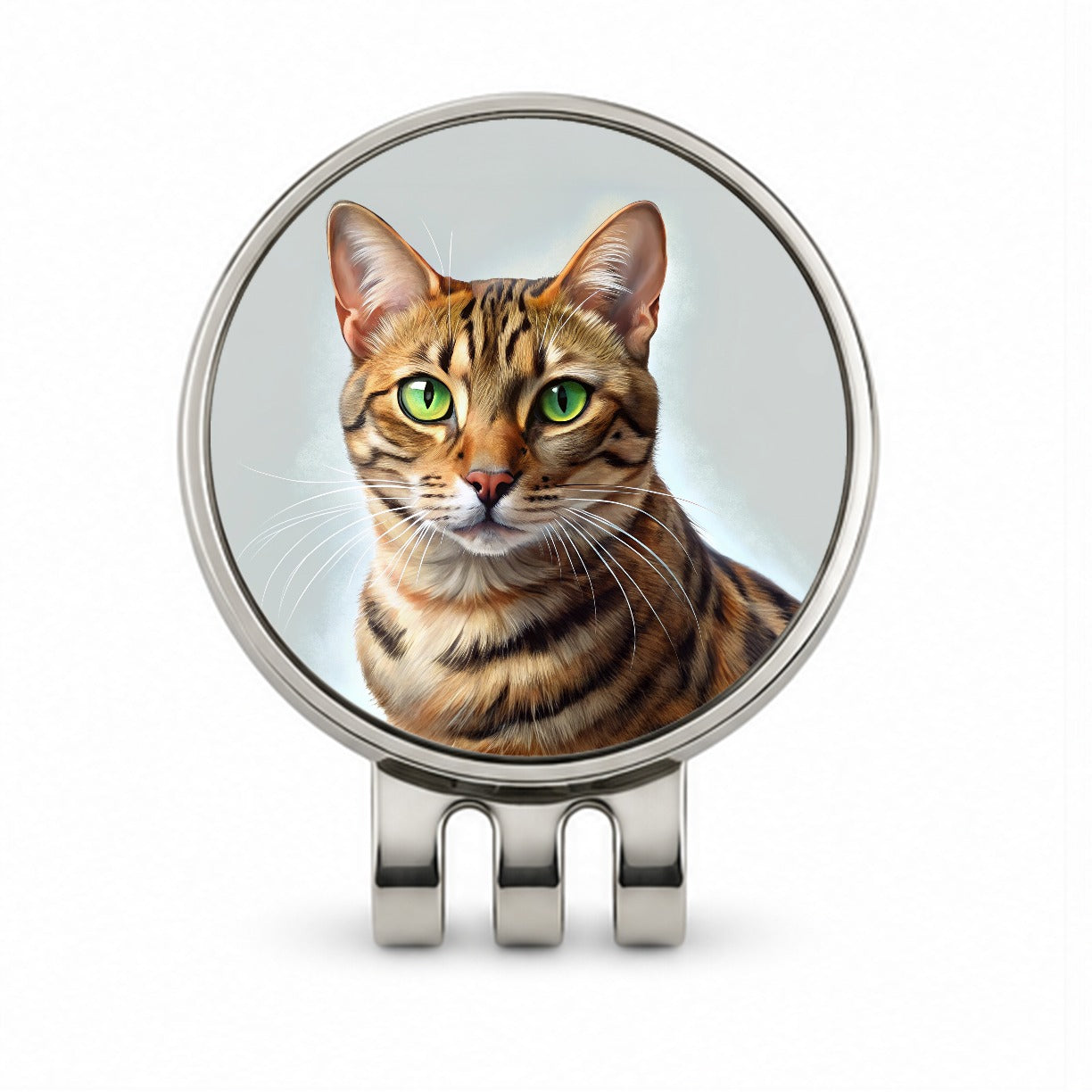Bengal Cat Illustration Golf Hat Clip with Ball Marker