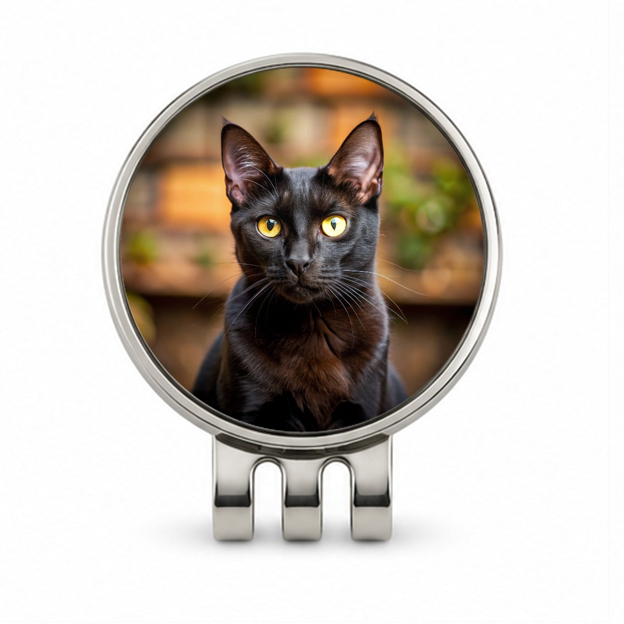 Bombay Black Cat Photo Golf Hat Clip with Ball Marker