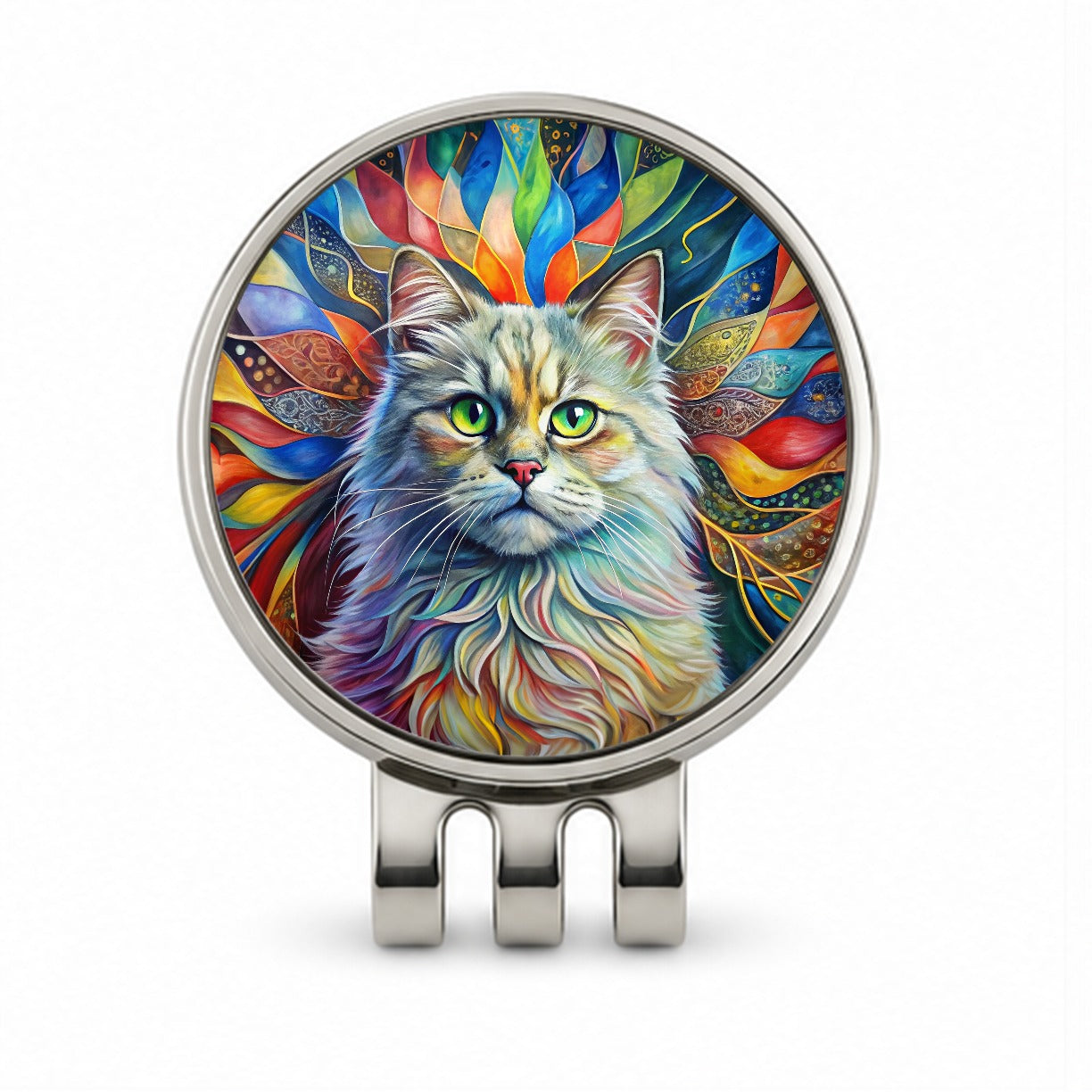 British Longhair Cat Abstract Art Golf Hat Clip with Ball Marker
