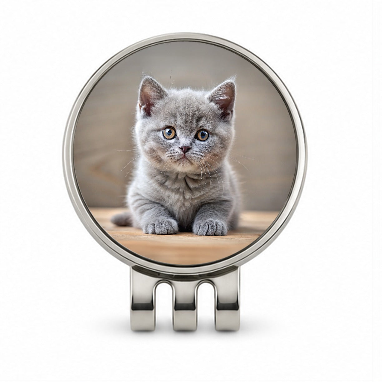 British Shorthair Gray Cat Kitten Photo Golf Hat Clip with Ball Marker