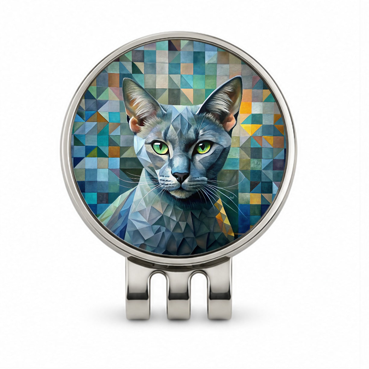 Burmese Cat Abstract Art Golf Hat Clip with Ball Marker
