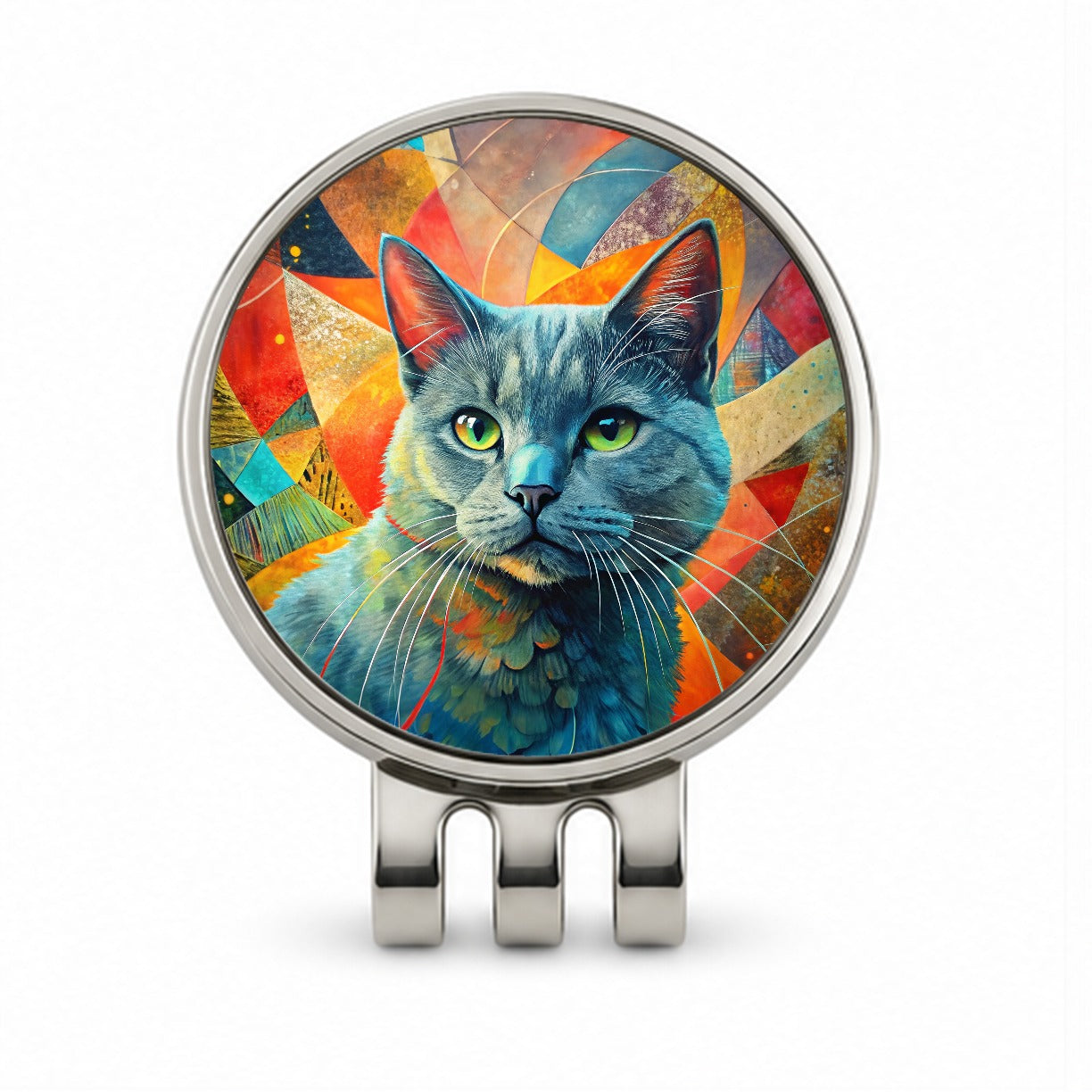 Chartreux Cat Abstract Art Golf Hat Clip with Ball Marker