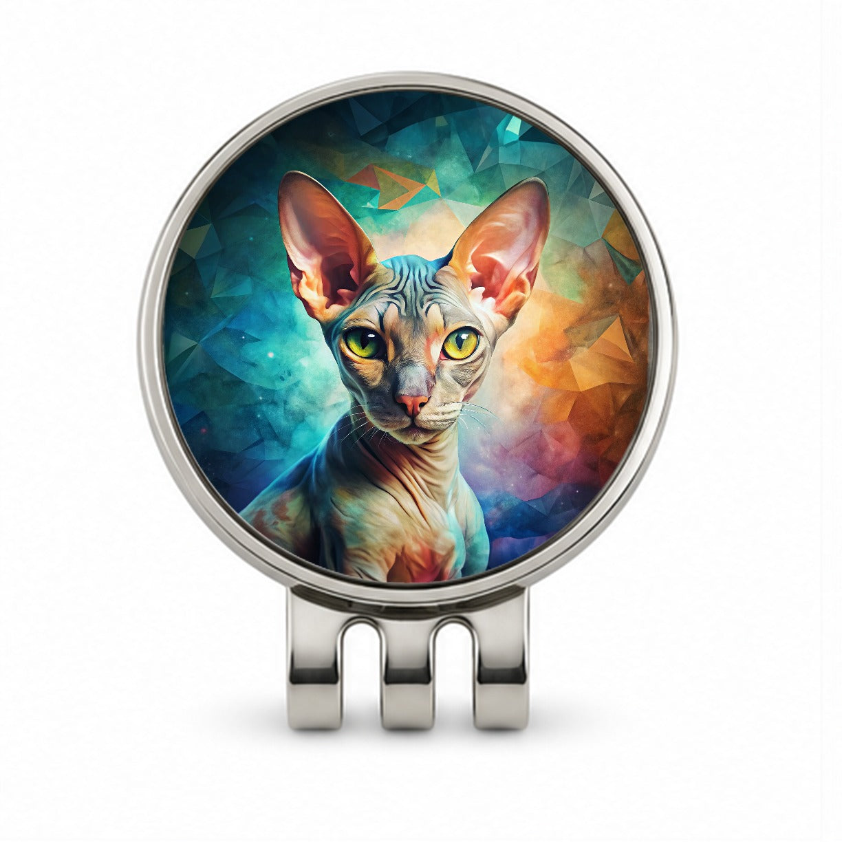 Cornish Rex Cat Abstract Art Golf Hat Clip with Ball Marker