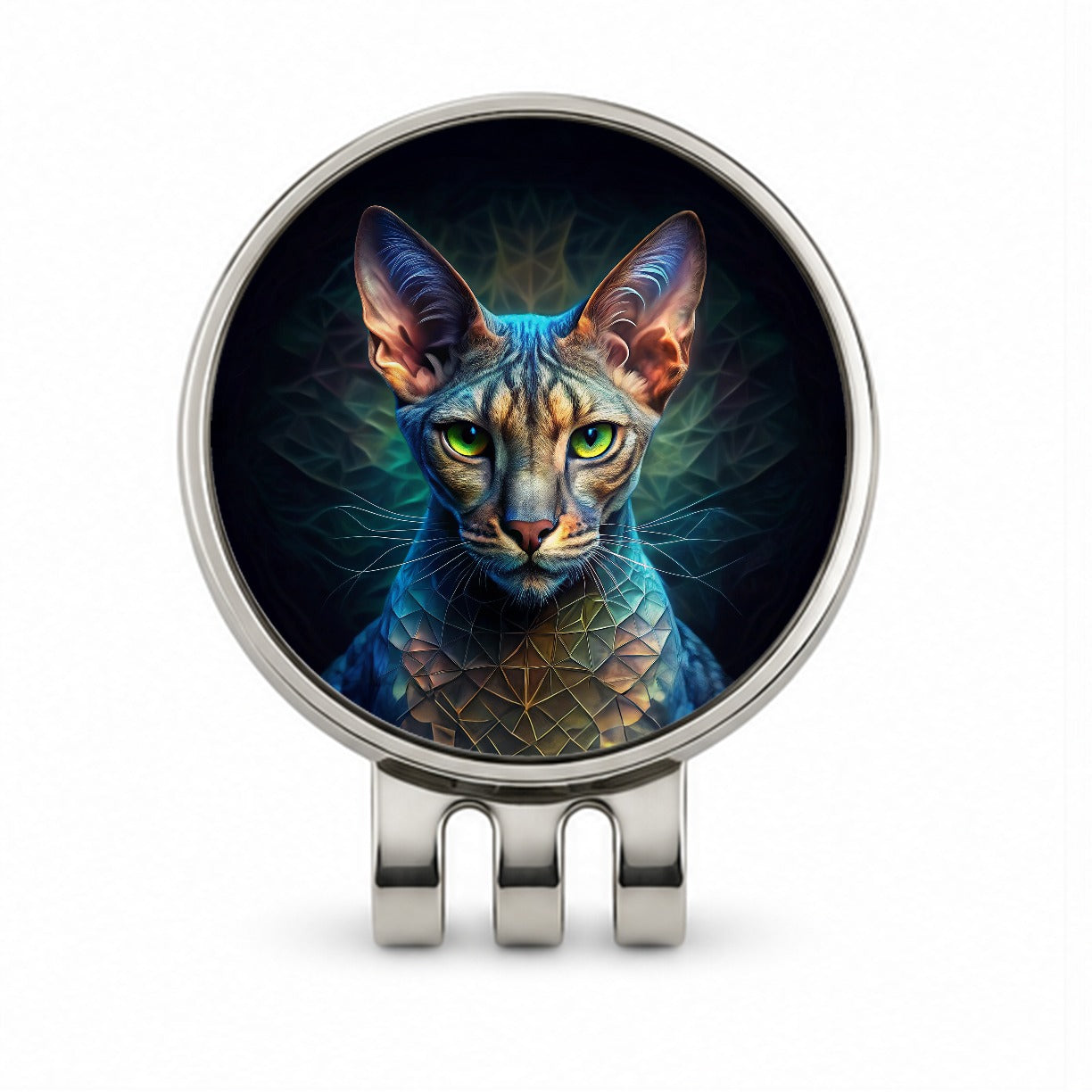 Egyptian Mau Cat Abstract Art Golf Hat Clip with Ball Marker