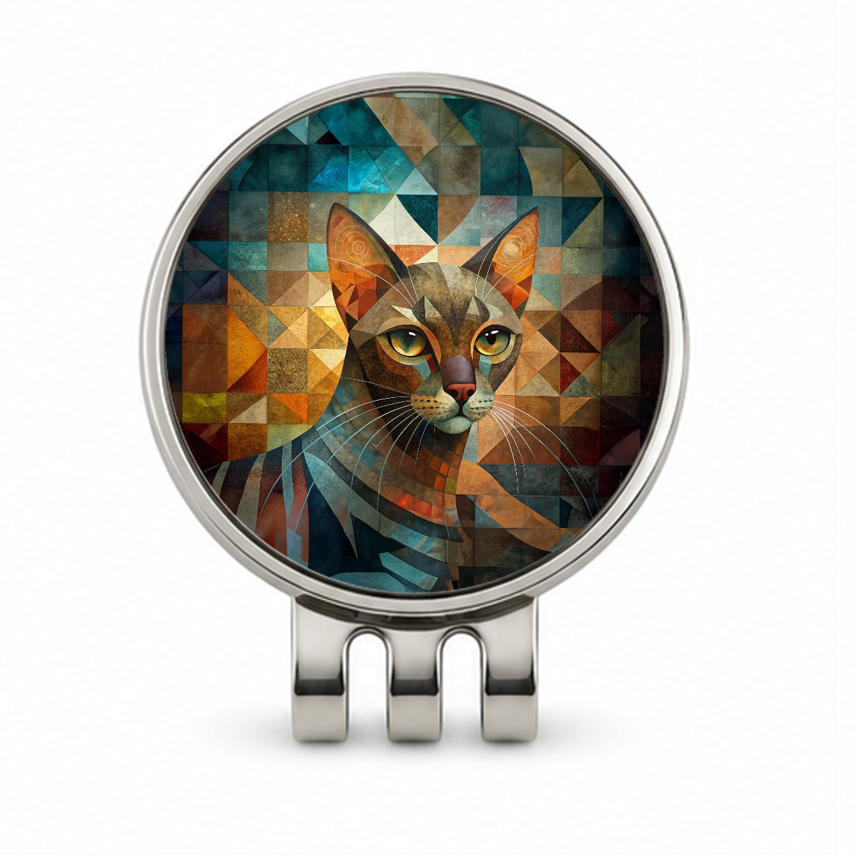 Havana Brown Cat Abstract Art Golf Hat Clip with Ball Marker