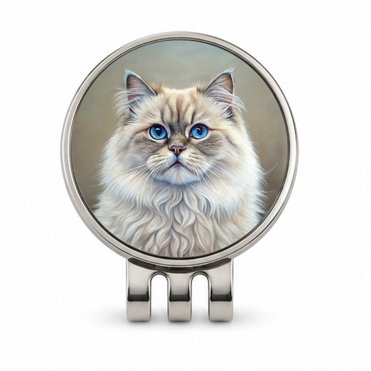Himalayan Cat Illustration Golf Hat Clip with Ball Marker