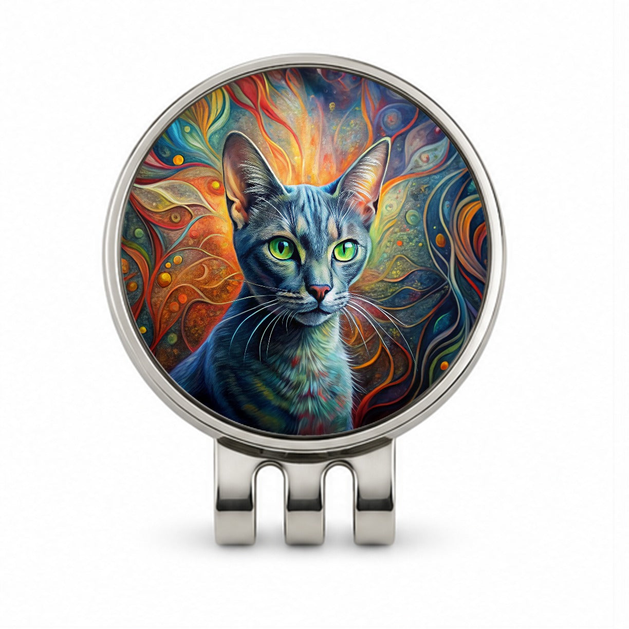 Korat Cat Abstract Art Golf Hat Clip with Ball Marker