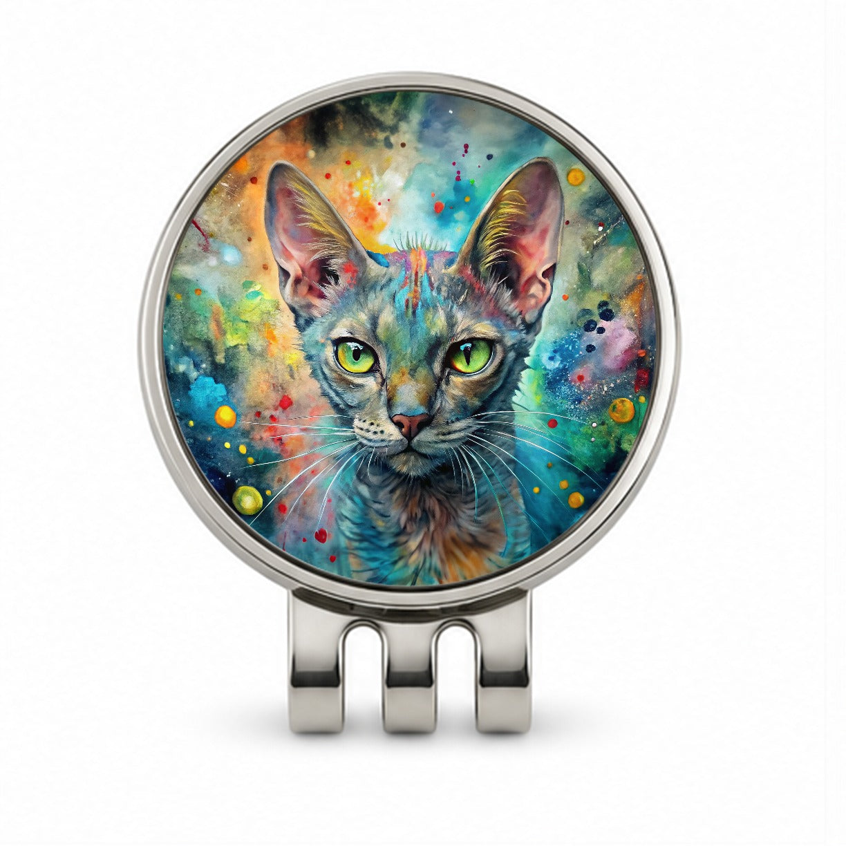 Lykoi Wolf Cat Abstract Art Golf Hat Clip with Ball Marker