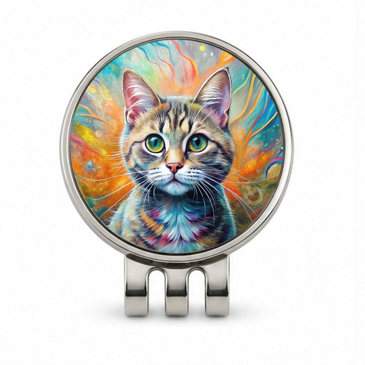 Munchkin Cat Abstract Art Golf Hat Clip with Ball Marker