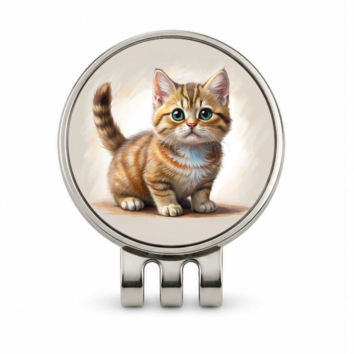 Munchkin Cat Illustration Golf Hat Clip with Ball Marker