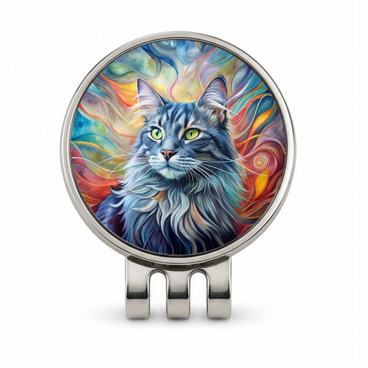 Nebelung Cat Abstract Art Golf Hat Clip with Ball Marker