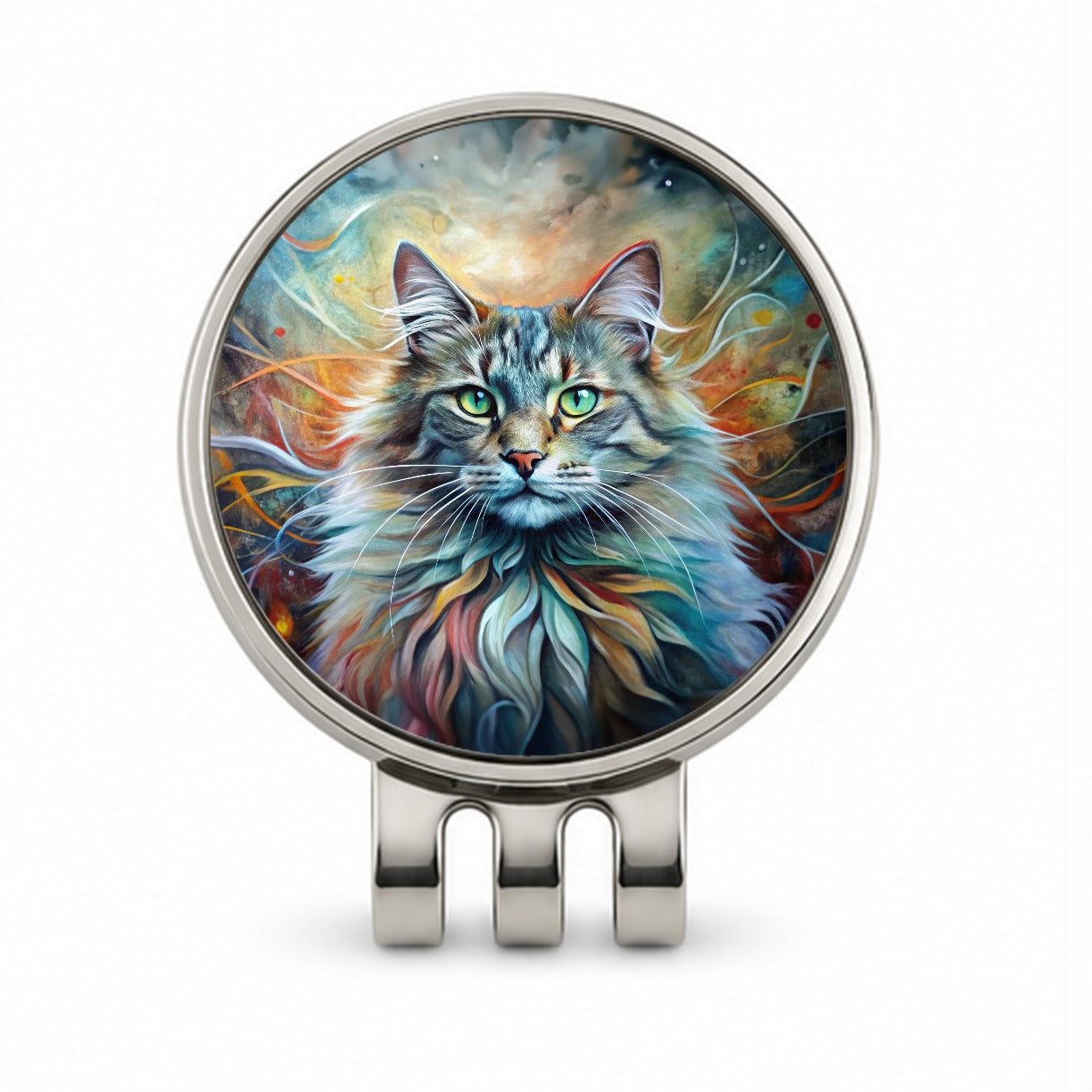 Norwegian Forest Cat Abstract Art Golf Hat Clip with Ball Marker