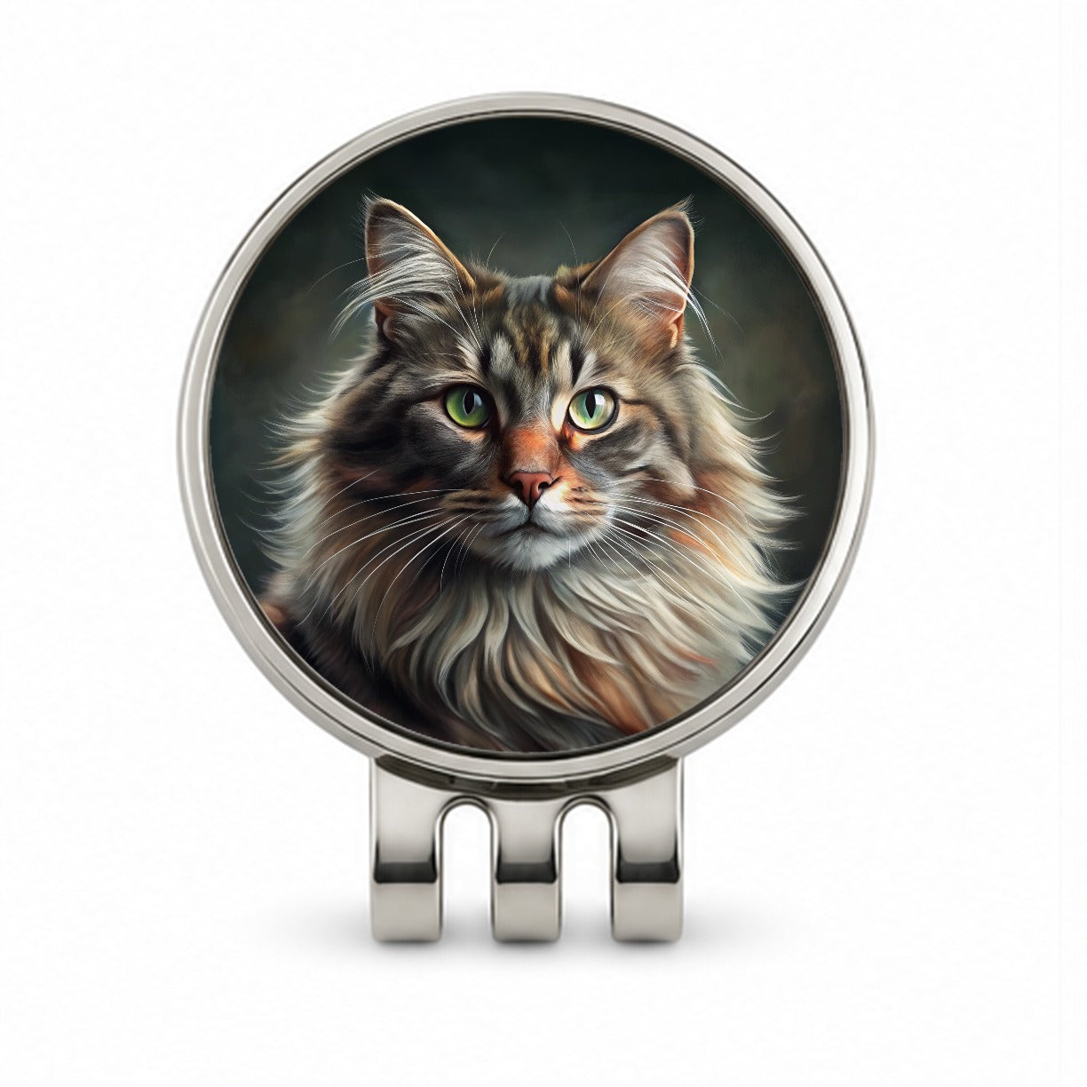Norwegian Forest Cat Illustration Golf Hat Clip with Ball Marker