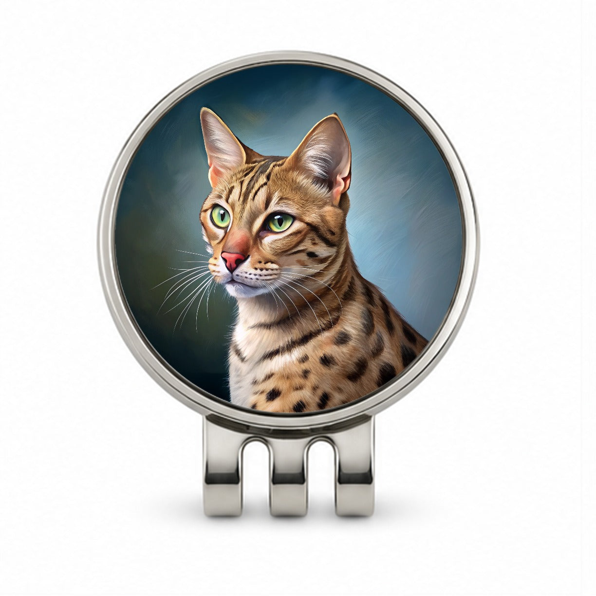 Ocicat Cat Illustration Golf Hat Clip with Ball Marker