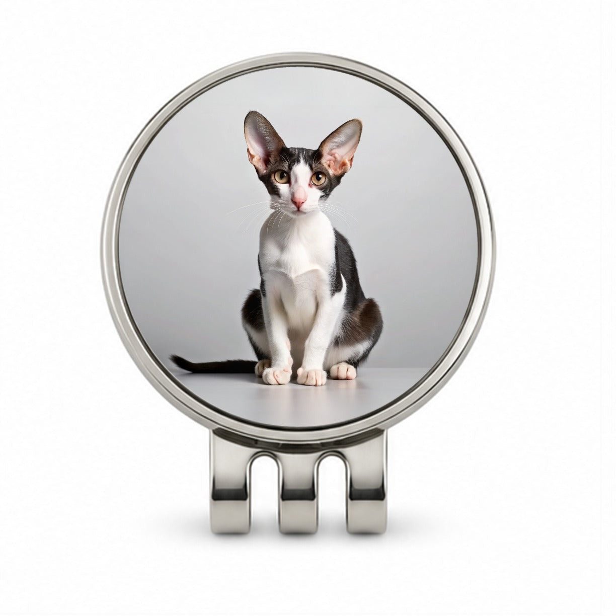 Oriental Shorthair Black White Cat Photo Golf Hat Clip with Ball Marker