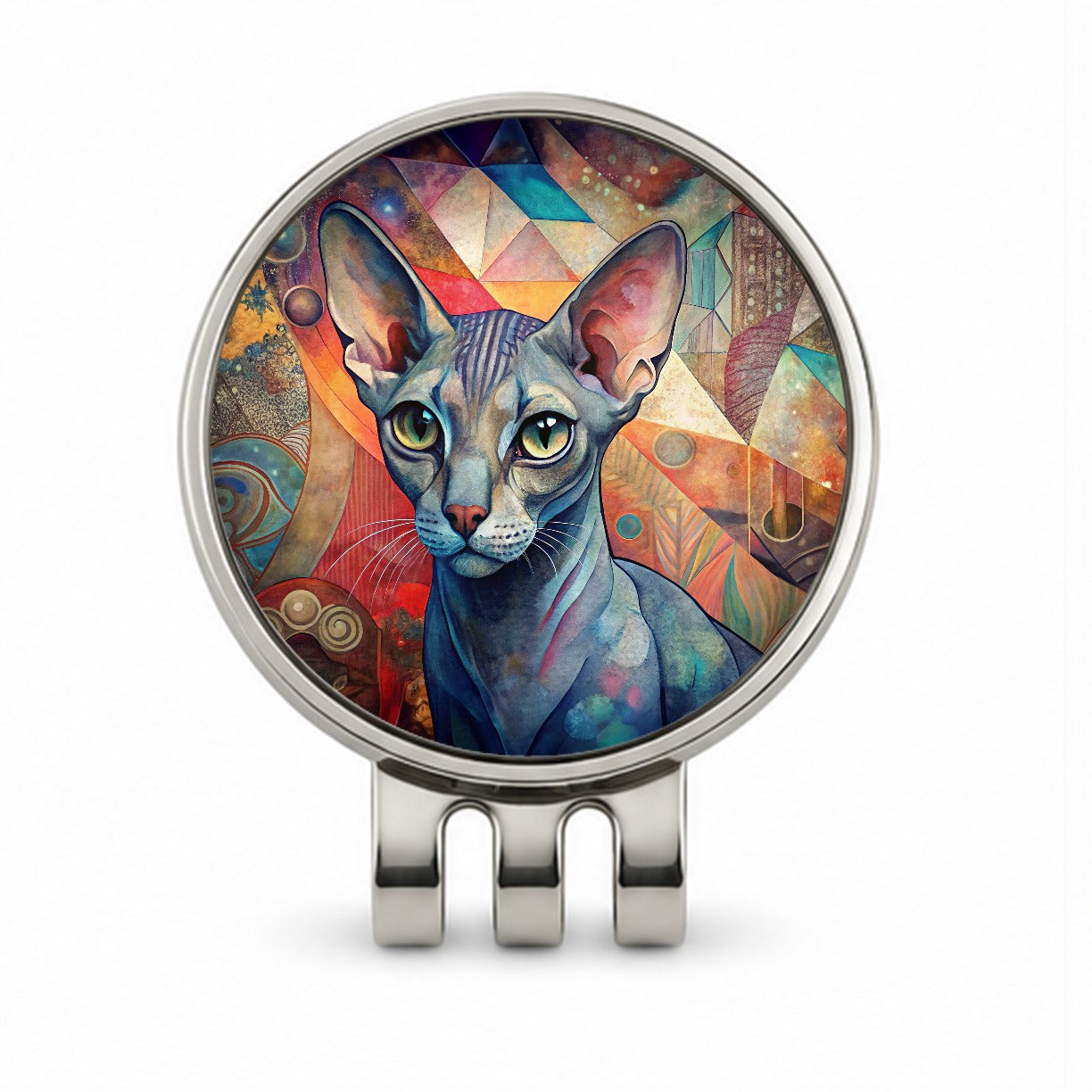 Oriental Shorthair Cat Abstract Art Golf Hat Clip with Ball Marker