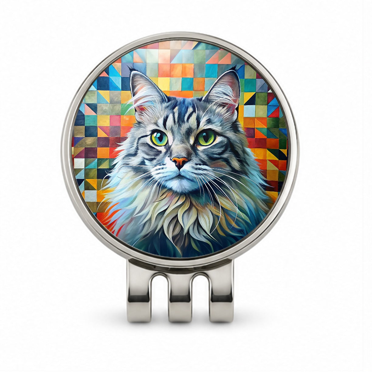 Ragamuffin Cat Abstract Art Golf Hat Clip with Ball Marker