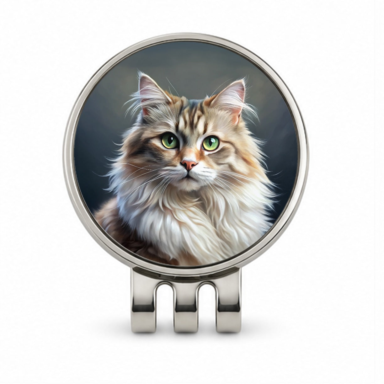 Ragamuffin Cat Illustration Golf Hat Clip with Ball Marker