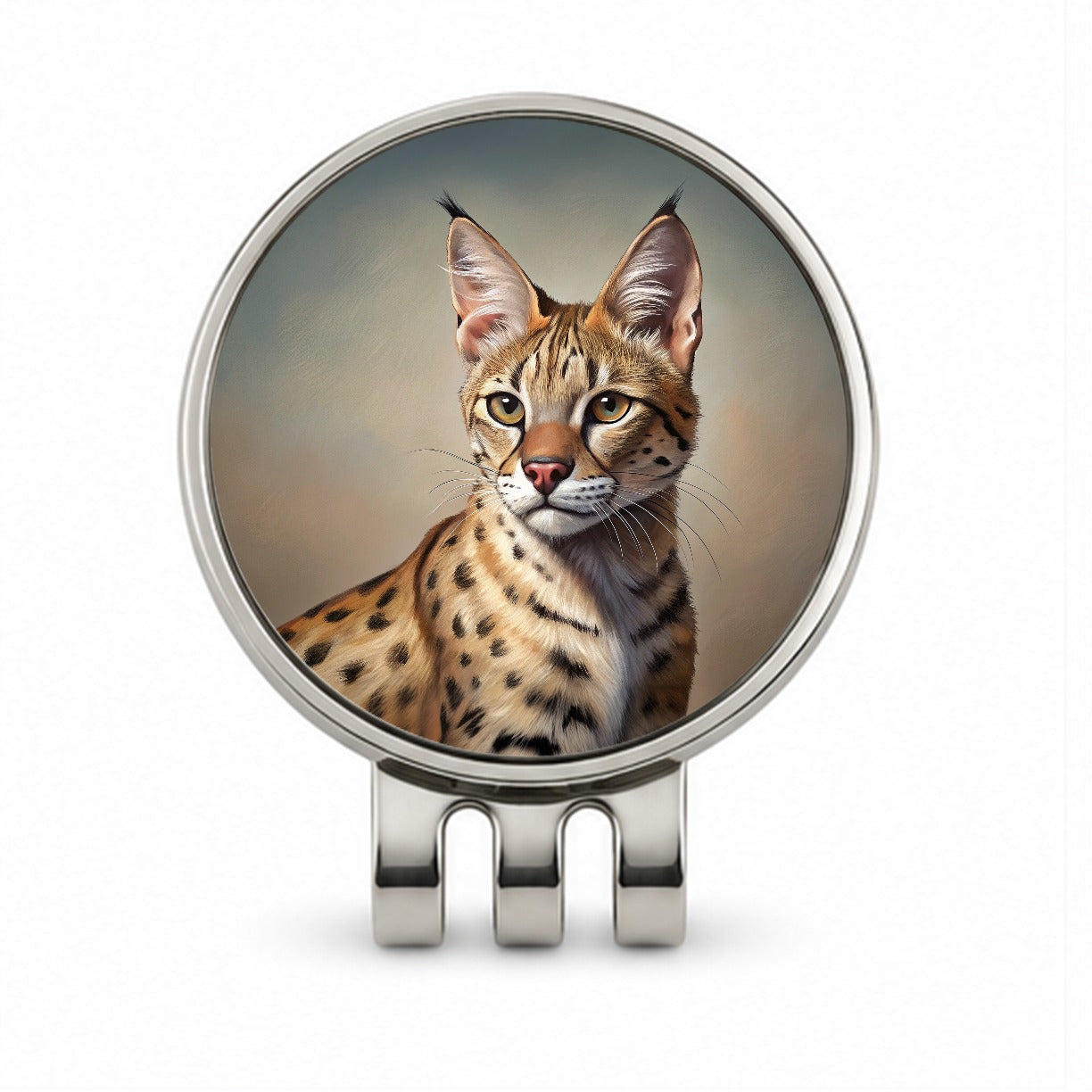 Savannah Cat Illustration Golf Hat Clip with Ball Marker