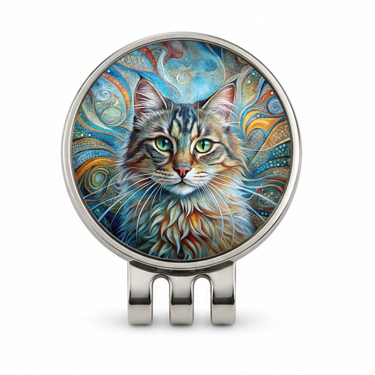 Siberian Cat Abstract Art Golf Hat Clip with Ball Marker