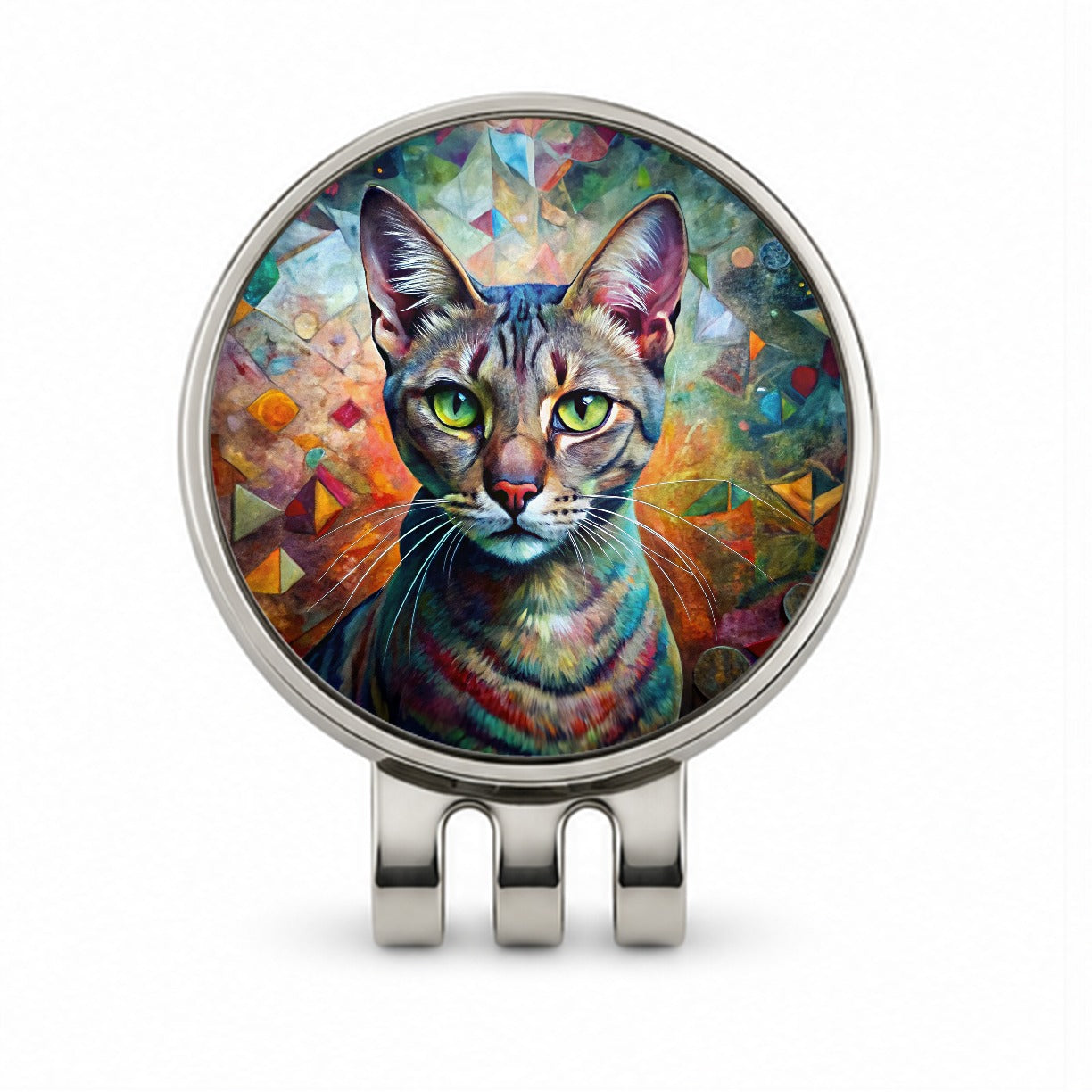 Singapura Cat Abstract Art Golf Hat Clip with Ball Marker