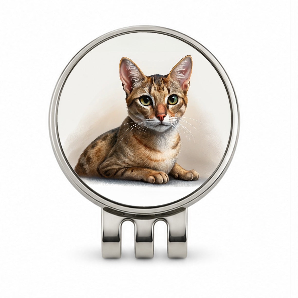 Singapura Cat Illustration Golf Hat Clip with Ball Marker