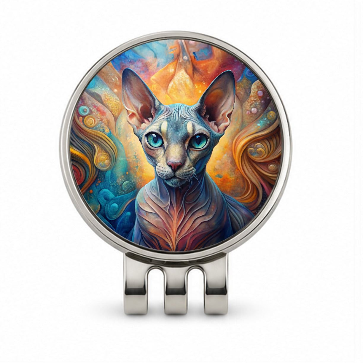 Sphynx Cat Abstract Art Golf Hat Clip with Ball Marker