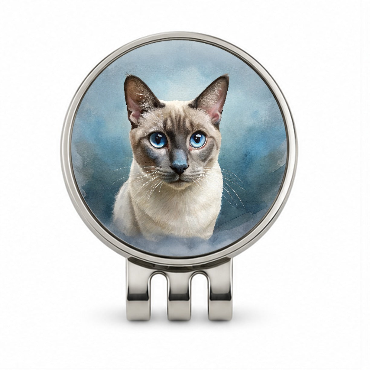 Tonkinese Cat Illustration Golf Hat Clip with Ball Marker