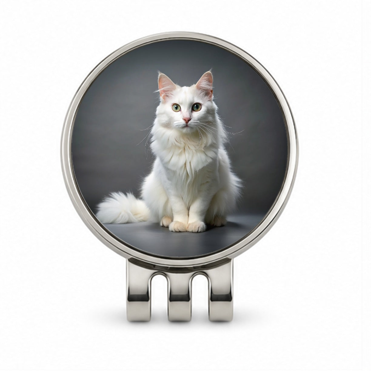 Turkish Angora Cat Photo Golf Hat Clip with Ball Marker