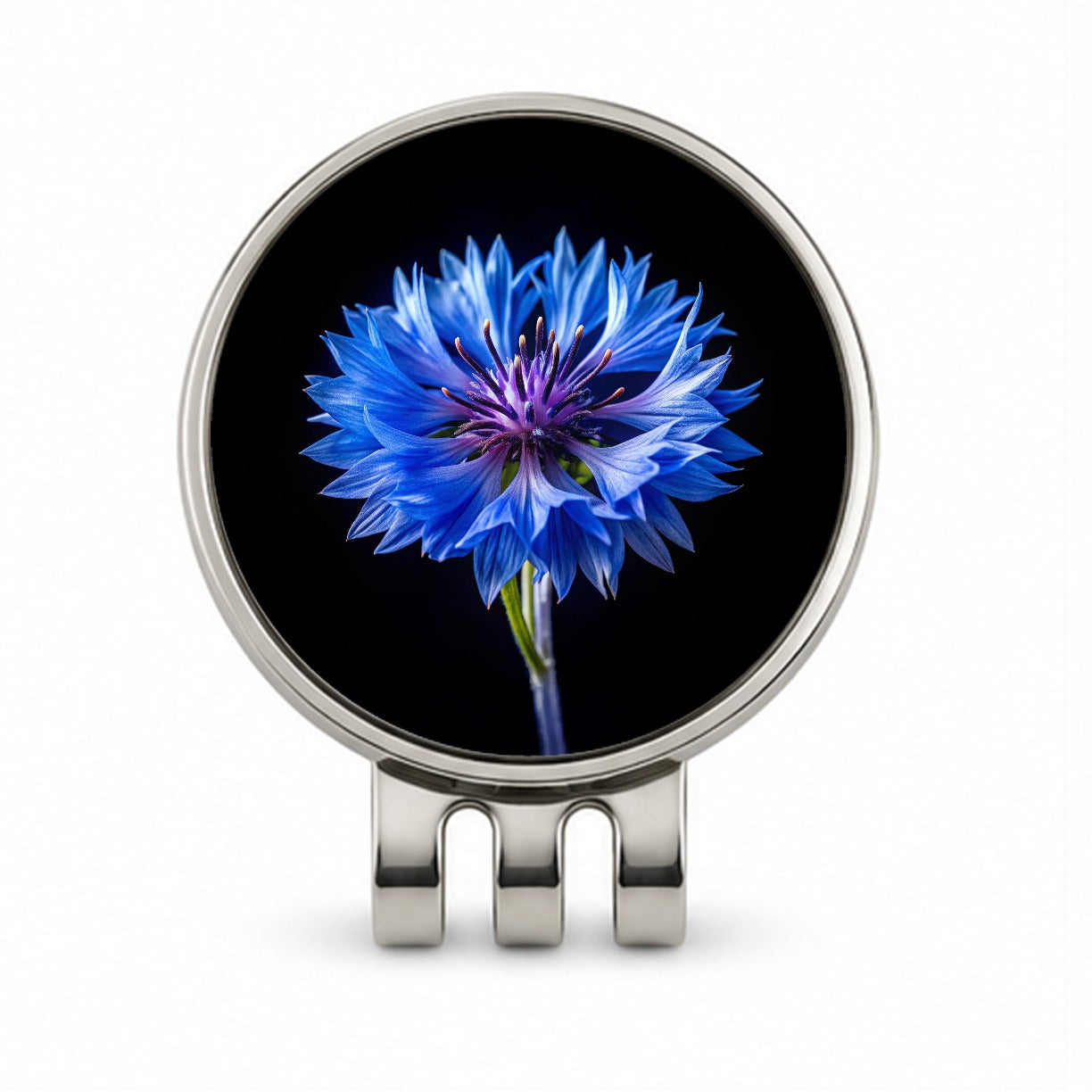 Blue Cornflower Photo Golf Hat Clip with Ball Marker