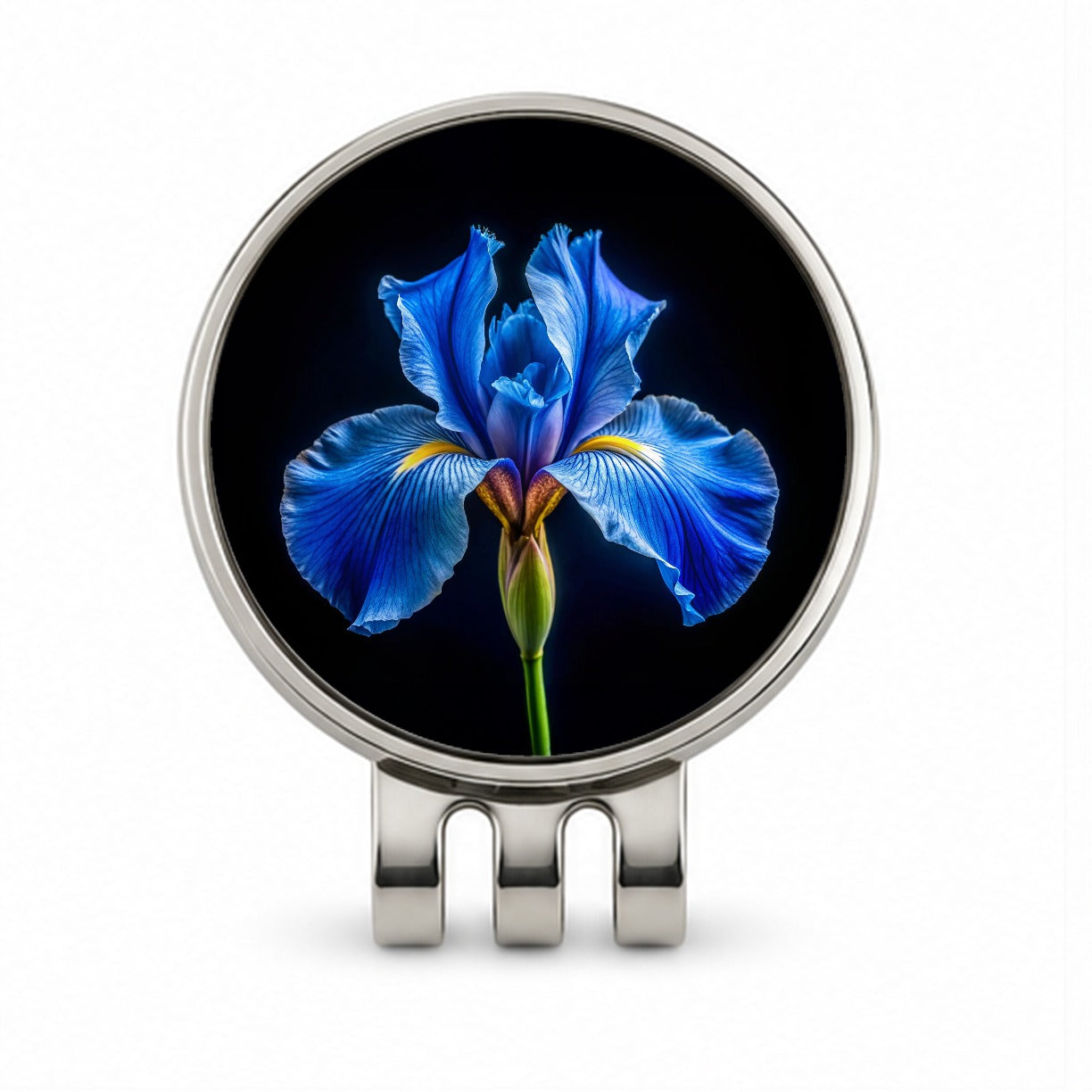 Blue Iris Flower Photo Golf Hat Clip with Ball Marker