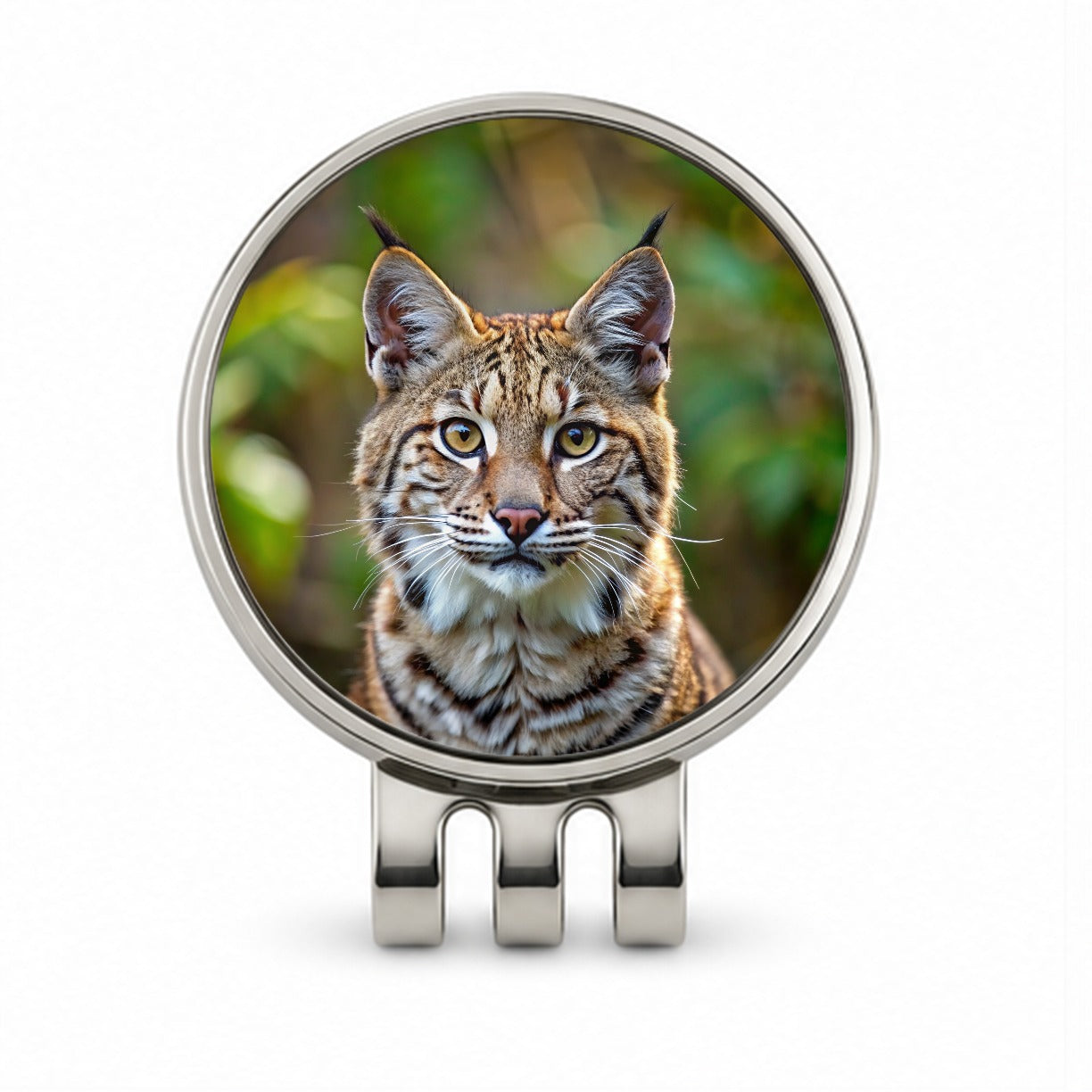 Bobcat Face Photo Golf Hat Clip with Ball Marker