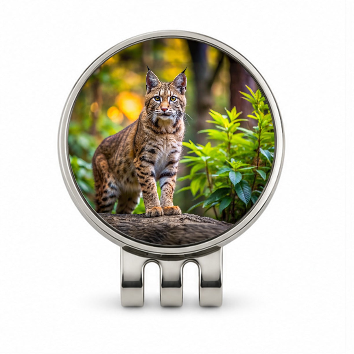 Bobcat In The Forest Golf Hat Clip with Ball Marker